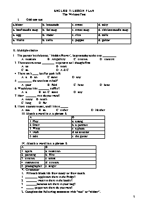 Đề kiểm tra 1 tiết Unit 4+5 môn Tiếng Anh Lớp 7 - Trường THCS Triệu Đông